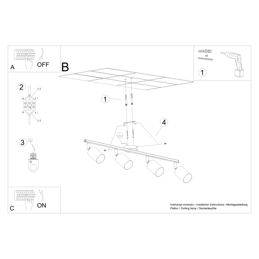 Spot LEMMI 4xGU10/10W/230V zwart