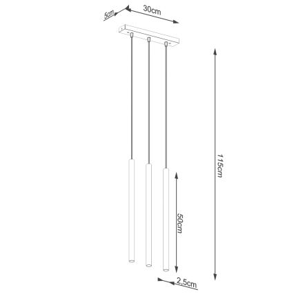 Hanglamp aan een koord PASTELO 3xG9/8W/230V goud