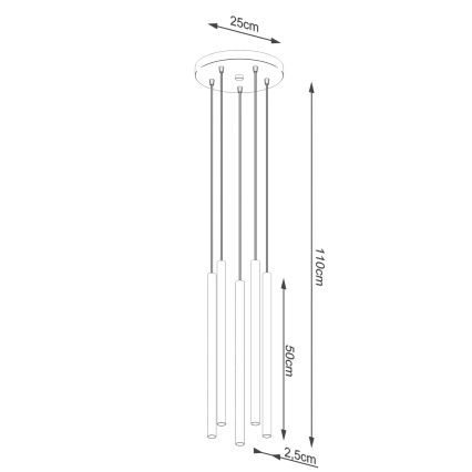 Hanglamp aan een koord PASTELO 5xG9/8W/230V goud