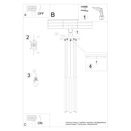 Hanglamp aan een koord PASTELO 5xG9/8W/230V goud