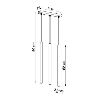 Hanglamp aan een koord PASTELO 3xG9/8W/230V goud