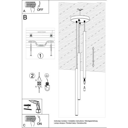 Hanglamp aan een koord PASTELO 3xG9/8W/230V goud