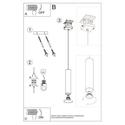Hanglamp aan een koord LAGOS 1xGU10/10W/230V glanzend chroom