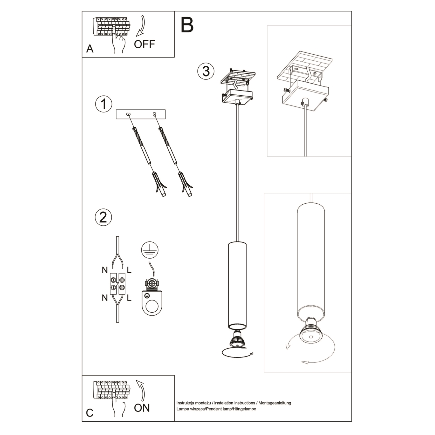 Hanglamp aan een koord LAGOS 1xGU10/10W/230V glanzend chroom