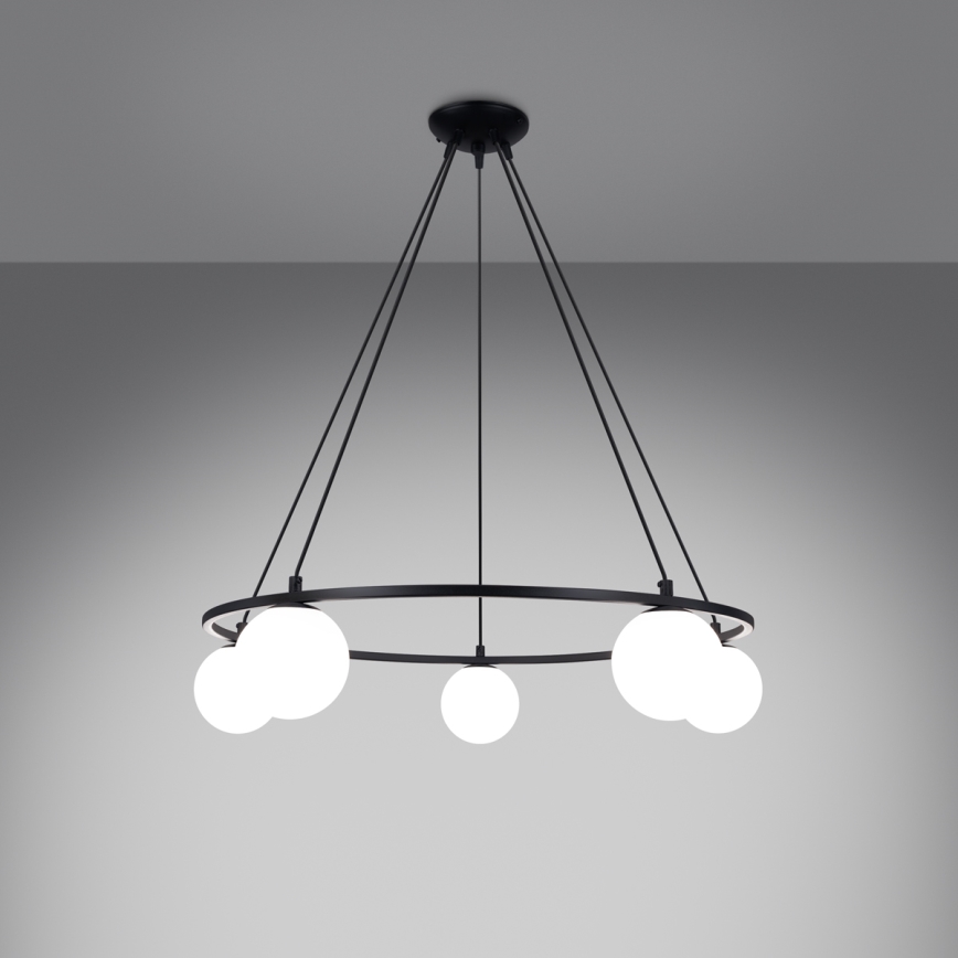 Hanglamp aan een koord YOLI 5xG9/8W/230V zwart