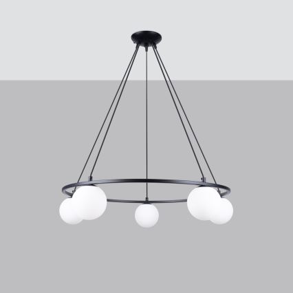 Hanglamp aan een koord YOLI 5xG9/8W/230V zwart