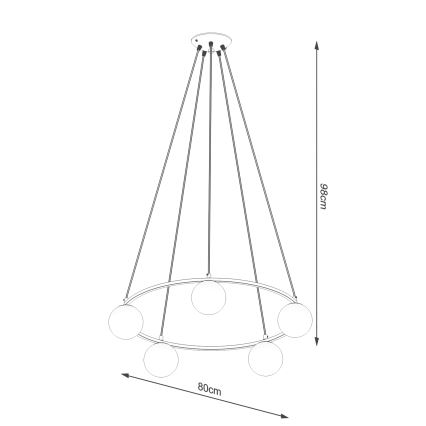 Hanglamp aan een koord YOLI 5xG9/8W/230V zwart