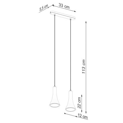 Hanglamp aan een koord REA 2xE14/12W/230V beton