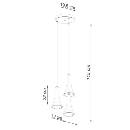 Hanglamp aan een koord REA 3xE14/12W/230V beton