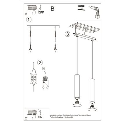 Hanglamp aan een koord LAGOS 2xGU10/10W/230V goud