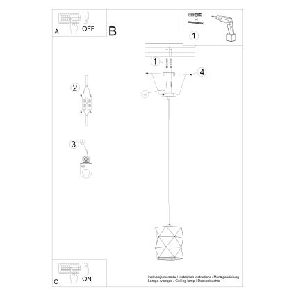 Hanglamp aan een koord GOBI 1xE27/15W/230V keramiek