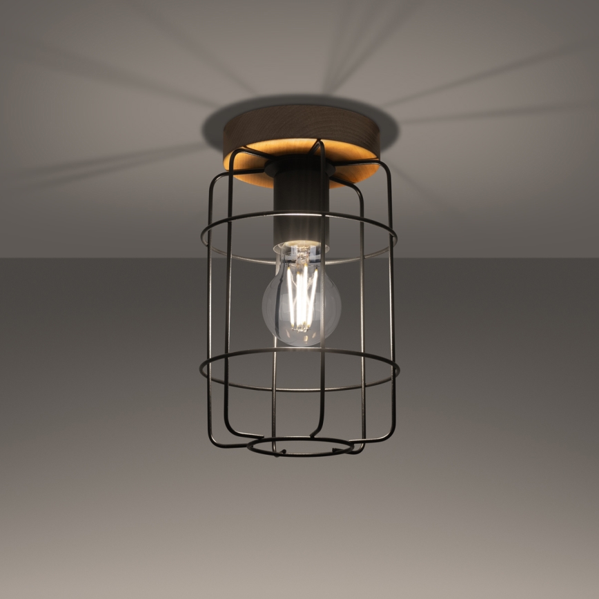 Plafondlamp GOTTO 1xE27/15W/230V zwart/beuken