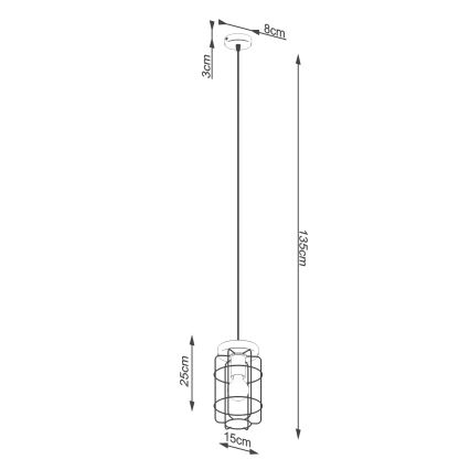 Hanglamp aan een koord GOTTO 1xE27/15W/230V zwart/beuken