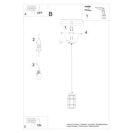 Hanglamp aan een koord GOTTO 1xE27/15W/230V zwart/beuken