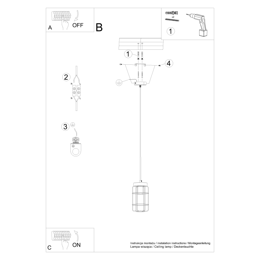 Hanglamp aan een koord GOTTO 1xE27/15W/230V zwart/beuken