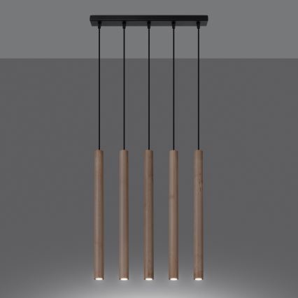 Hanglamp aan een koord PASTELO 5xG9/8W/230V beuken