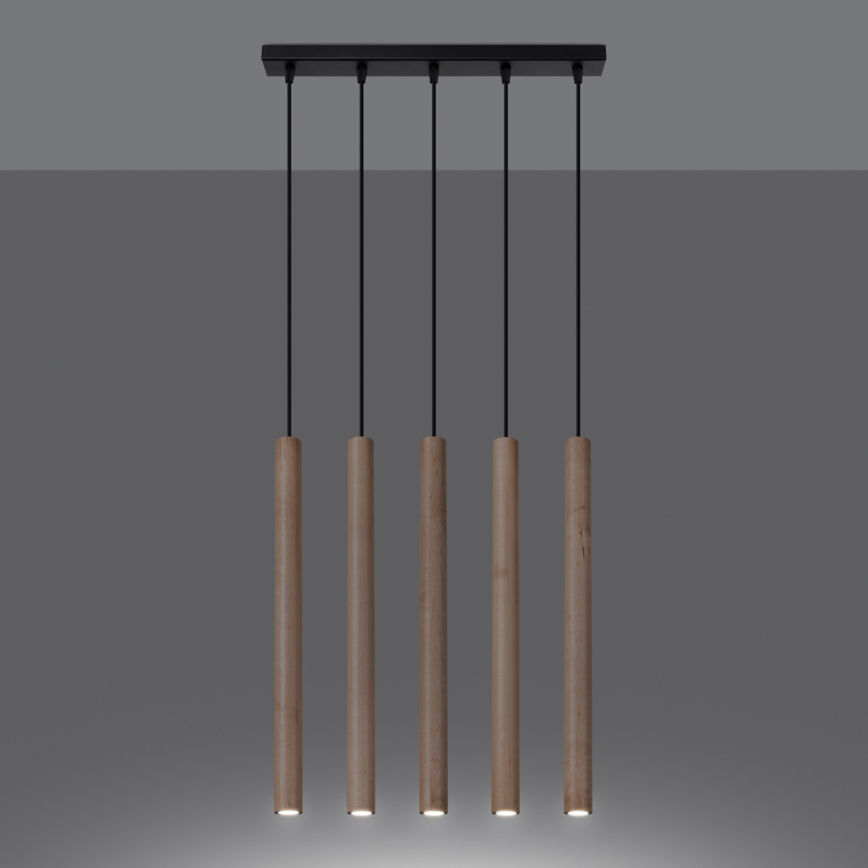Hanglamp aan een koord PASTELO 5xG9/8W/230V beuken