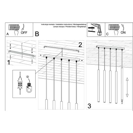 Hanglamp aan een koord PASTELO 5xG9/8W/230V beuken