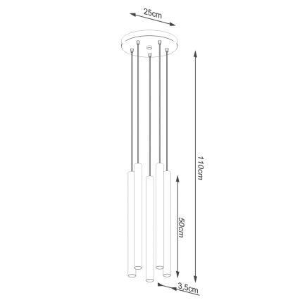 Hanglamp aan een koord PASTELO 5xG9/8W/230V beuken