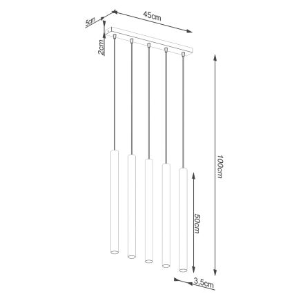 Hanglamp aan een koord PASTELO 5xG9/8W/230V beton