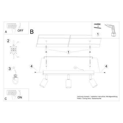 Spot VERDO 3xGU10/10W/230V wit/beuken