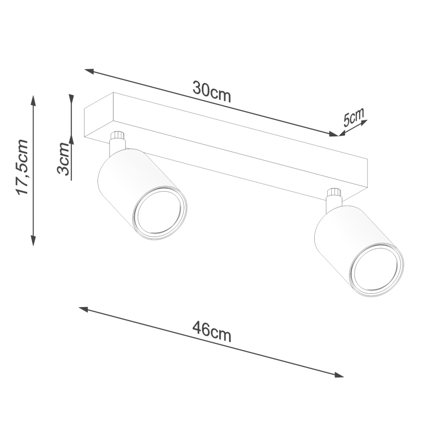 Spot VERDO 2xGU10/10W/230V zwart/beuken