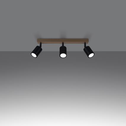 Spot VERDO 3xGU10/10W/230V zwart/beuken