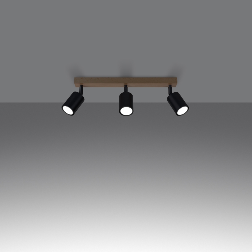 Spot VERDO 3xGU10/10W/230V zwart/beuken
