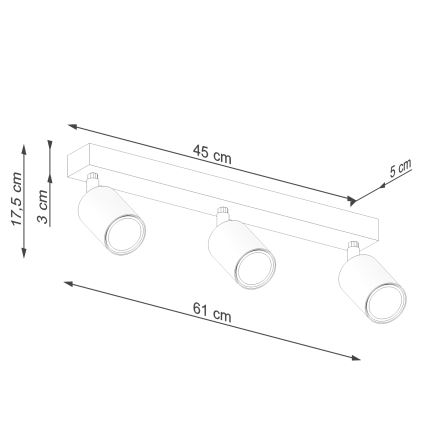 Spot VERDO 3xGU10/10W/230V zwart/beuken