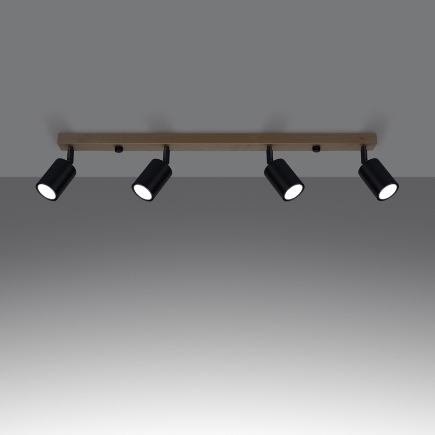 Spot VERDO 4xGU10/10W/230V zwart/beuken