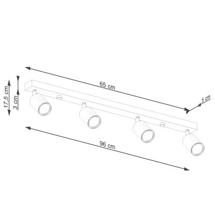 Spot VERDO 4xGU10/10W/230V zwart/beuken