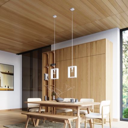 Hanglamp aan een koord ARIES 1xE27/15W/230V beuken/wit