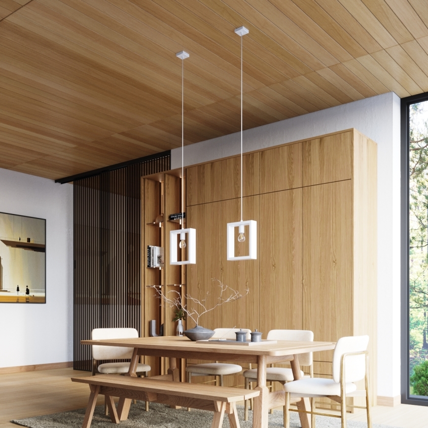 Hanglamp aan een koord ARIES 1xE27/15W/230V beuken/wit