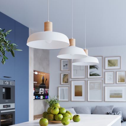 Hanglamp aan een koord FANO 1xE27/15W/230V diameter 34 cm wit