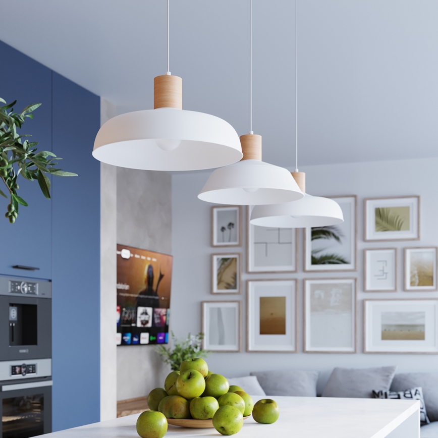 Hanglamp aan een koord FANO 1xE27/15W/230V diameter 34 cm wit
