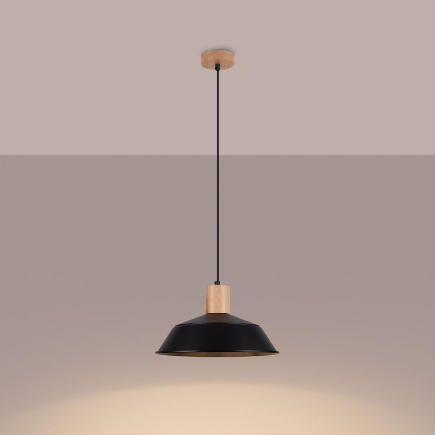Hanglamp aan een koord FANO 1xE27/15W/230V diameter 34 cm zwart