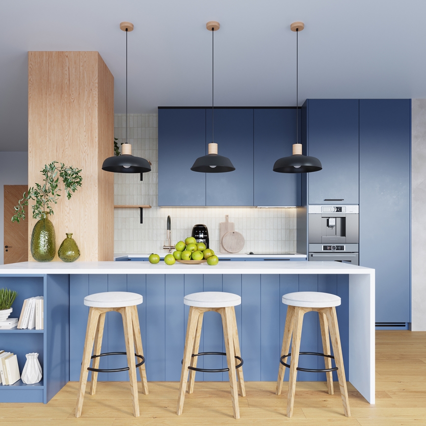 Hanglamp aan een koord FANO 1xE27/15W/230V diameter 34 cm zwart