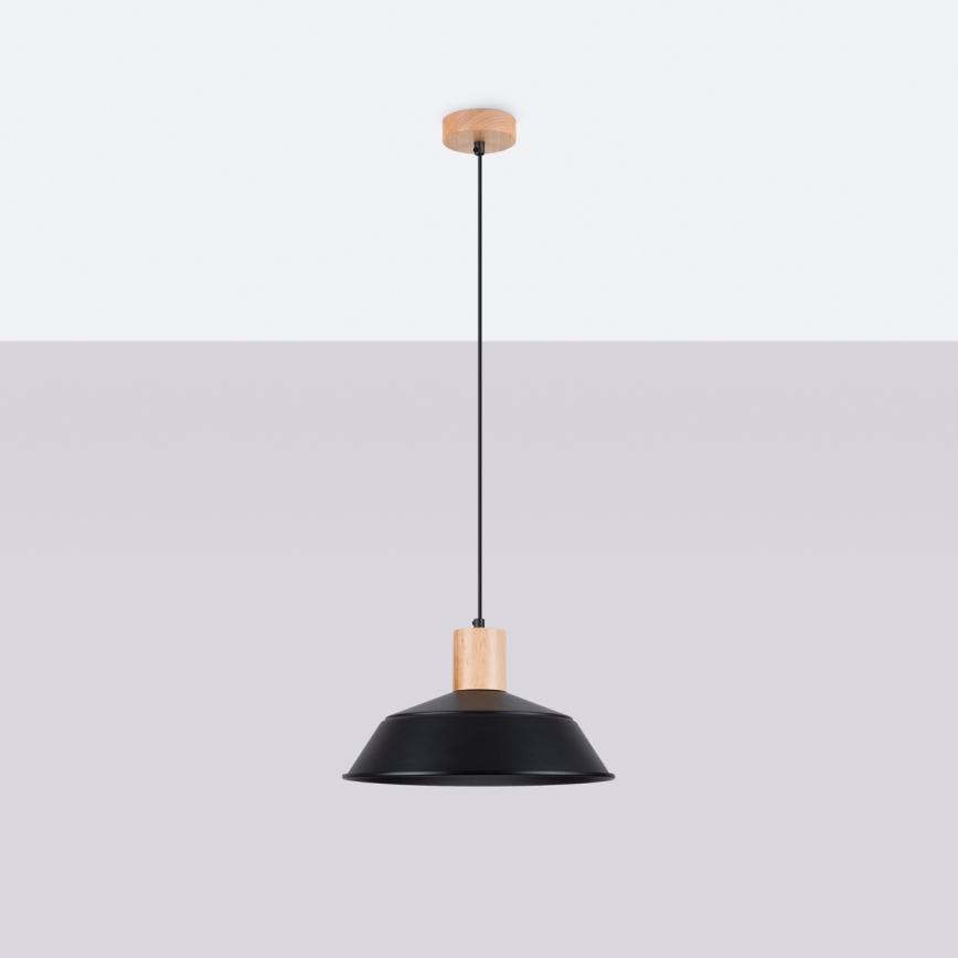 Hanglamp aan een koord FANO 1xE27/15W/230V diameter 34 cm zwart