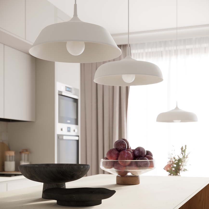 Hanglamp aan een koord FRIKA 1xE27/15W/230V diameter 34 cm wit