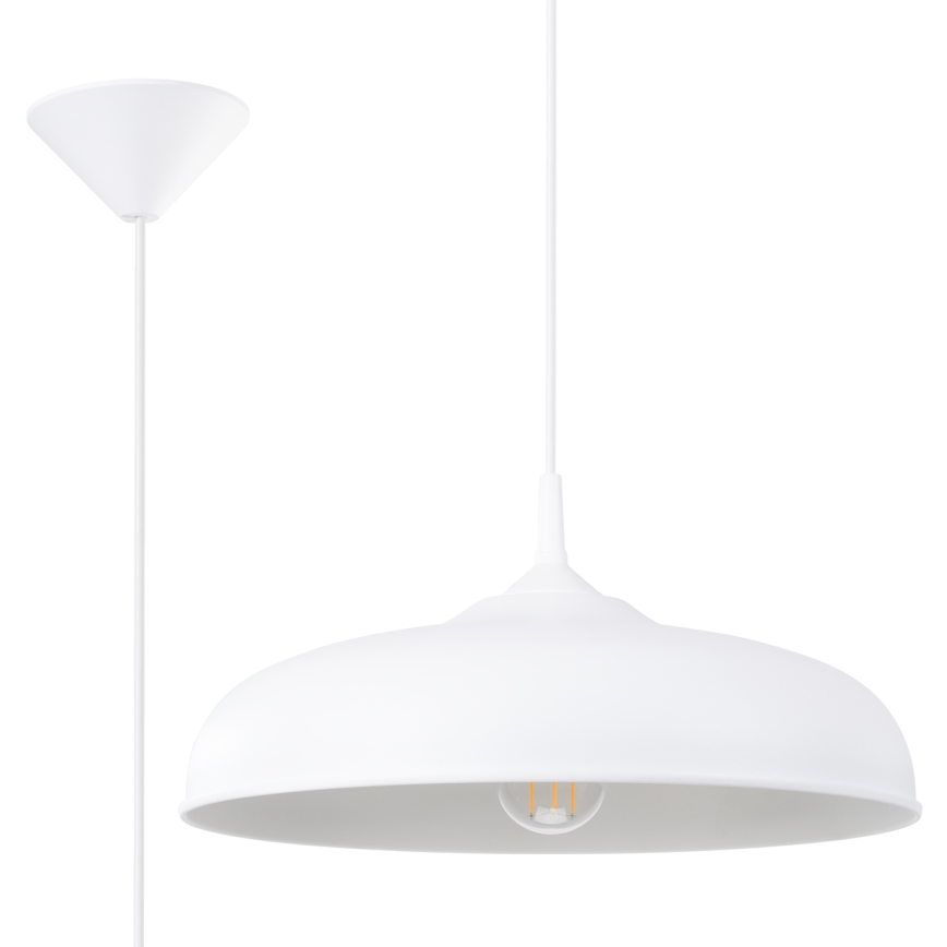 Hanglamp aan een koord GINA 1xE27/15W/230V diameter 38 cm wit