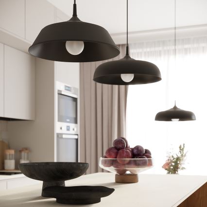 Hanglamp aan een koord GINA 1xE27/15W/230V diameter 38 cm zwart