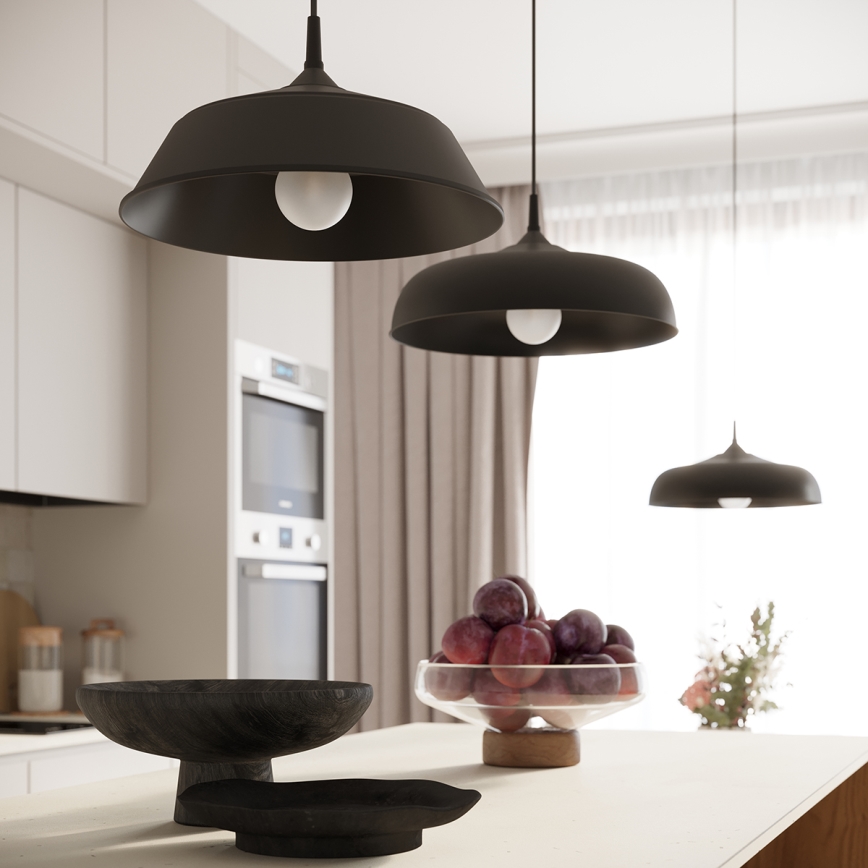 Hanglamp aan een koord GINA 1xE27/15W/230V diameter 38 cm zwart