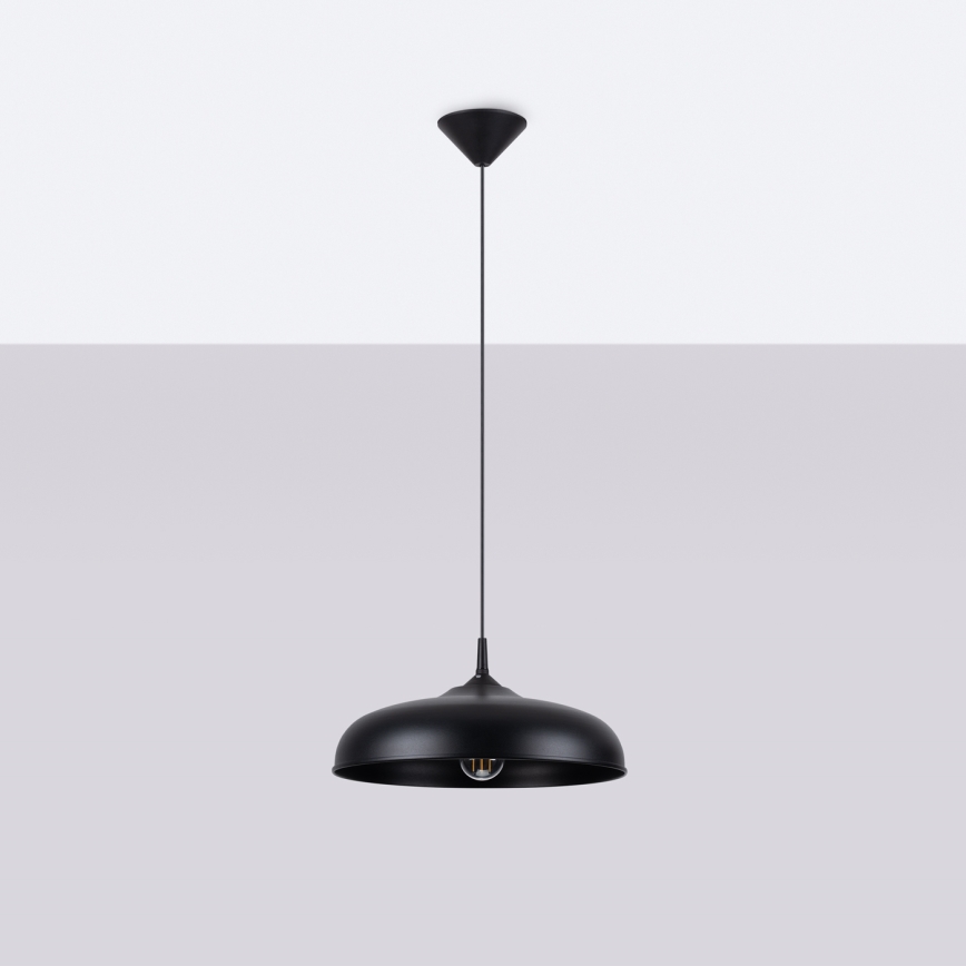 Hanglamp aan een koord GINA 1xE27/15W/230V diameter 38 cm zwart