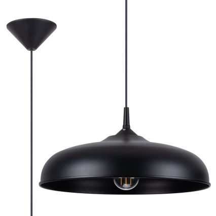 Hanglamp aan een koord GINA 1xE27/15W/230V diameter 38 cm zwart