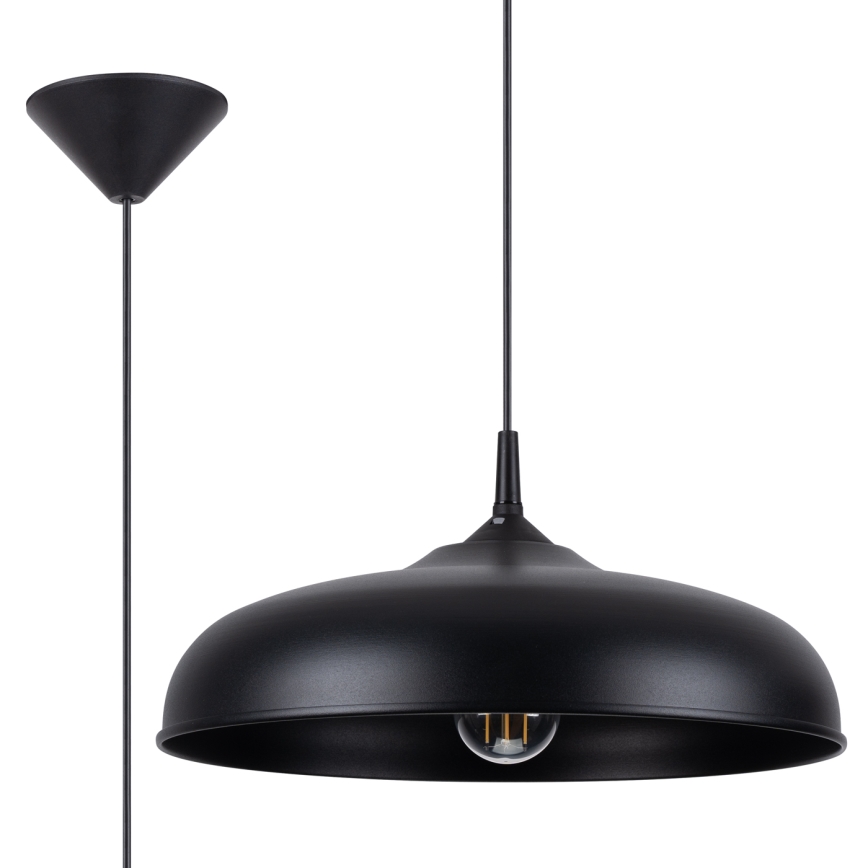 Hanglamp aan een koord GINA 1xE27/15W/230V diameter 38 cm zwart
