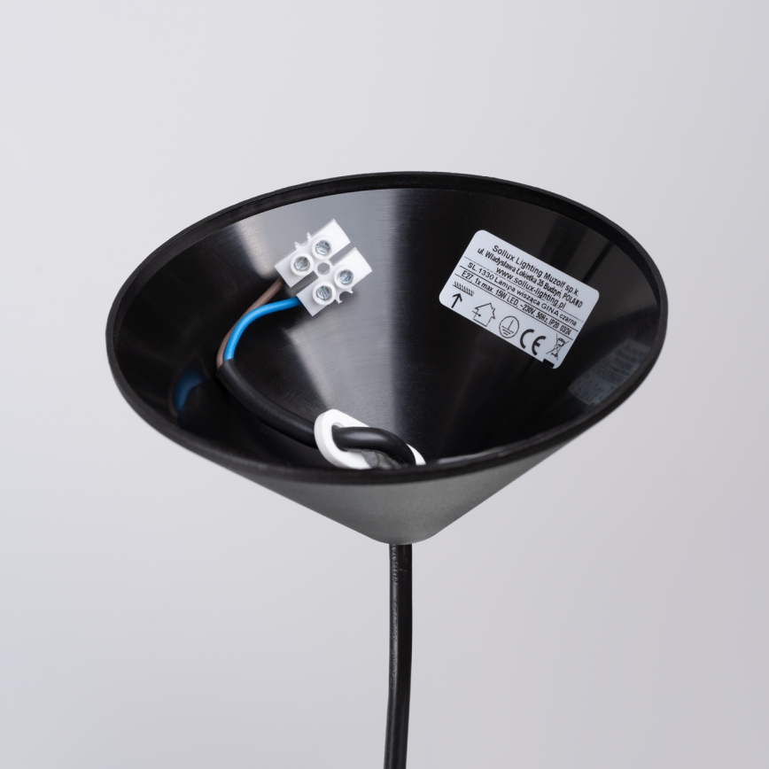 Hanglamp aan een koord GINA 1xE27/15W/230V diameter 38 cm zwart