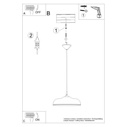 Hanglamp aan een koord GINA 1xE27/15W/230V diameter 38 cm zwart