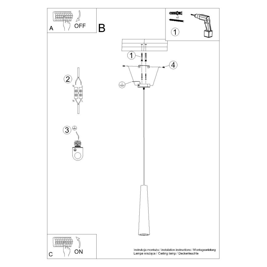 Hanglamp aan een koord ELECTRA 1xGU10/10W/230V beton/grijs