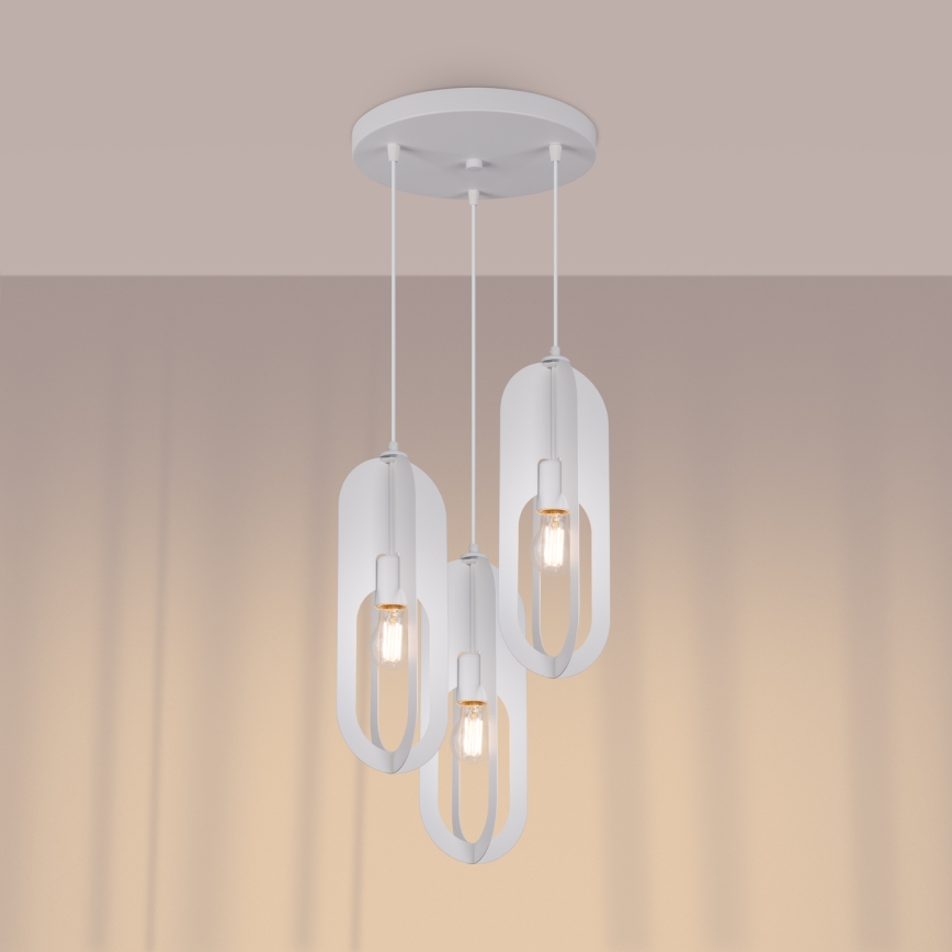 Hanglamp aan een koord NICUS 3xE27/15W/230V wit