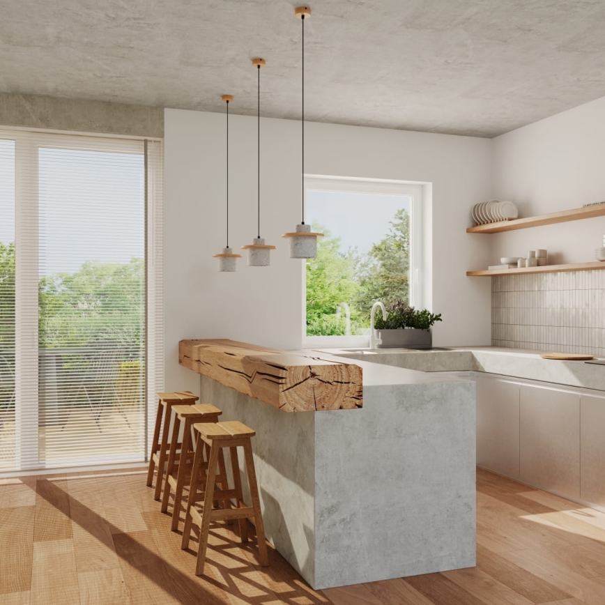 Pendellamp aan kabel MAB 1x E27, 15 W, 230 V, Ø 22 cm, beton/grijs